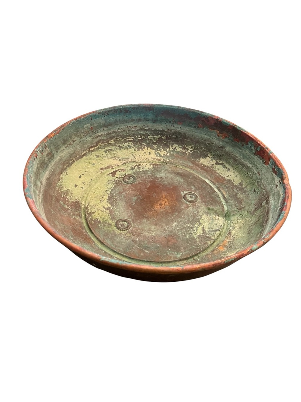 Antique Copper Vessel Bowl Verdigris